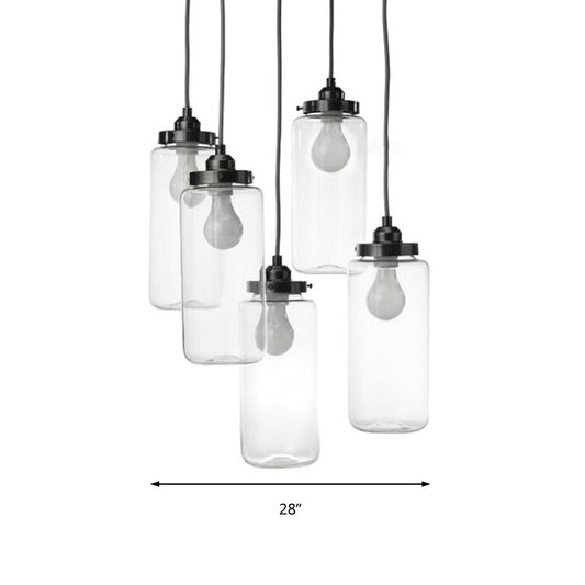 5-Light Multi Pendant Light Fixture Modern Tubed Clear Glass Hanging Lamp for Foyer Clearhalo 'Ceiling Lights' 'Glass shade' 'Glass' 'Industrial Pendants' 'Industrial' 'Island Lights' 'Middle Century Pendants' 'Pendant Lights' 'Pendants' 'Tiffany' Lighting' 141374