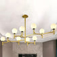 Modern Orbit Chandelier Pendant White Glass 10-Head Living Room Island Light in Black/White/Gold Clearhalo 'Ceiling Lights' 'Glass shade' 'Glass' 'Island Lights' Lighting' 1414685