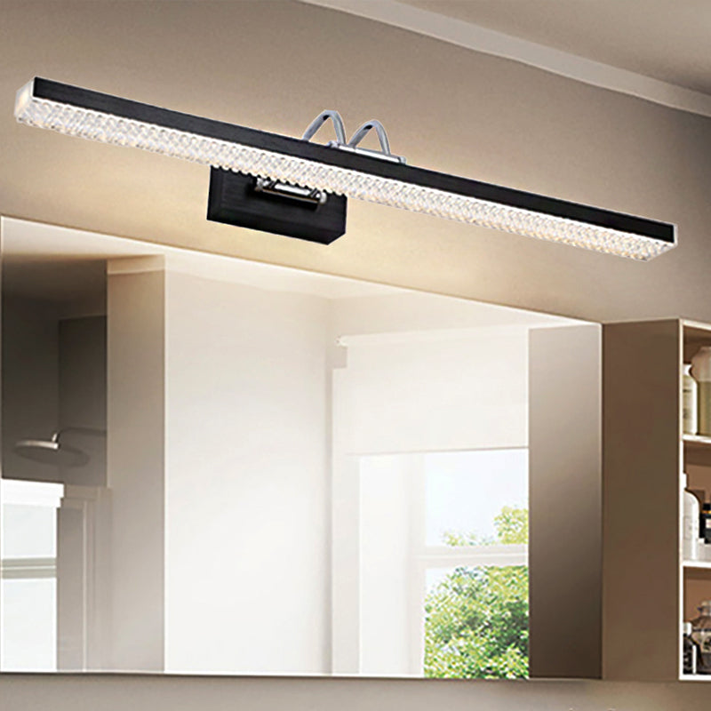 Metal Linear Vanity Lighting Modernist 16.5"/28"/22.5" Wide Led Black/Silver/Coffee Vanity Wall Sconce with Curved Arm, Third Gear Clearhalo 'Cast Iron' 'Glass' 'Industrial' 'Modern wall lights' 'Modern' 'Tiffany' 'Traditional wall lights' 'Vanity Lights' 'Wall Lights' Lighting' 1415175