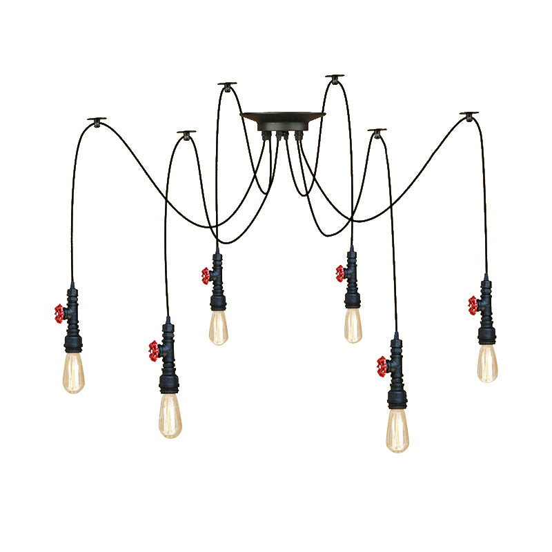 Black 2/3 Lights Pendant Lamp Industrial Style Metal Swag Ceiling Fixture with Pipe Design and Valve for Kitchen Clearhalo 'Art Deco Pendants' 'Black' 'Cast Iron' 'Ceiling Lights' 'Ceramic' 'Crystal' 'Industrial Pendants' 'Industrial' 'Metal' 'Middle Century Pendants' 'Pendant Lights' 'Pendants' 'Rustic Pendants' 'Tiffany' Lighting' 141526