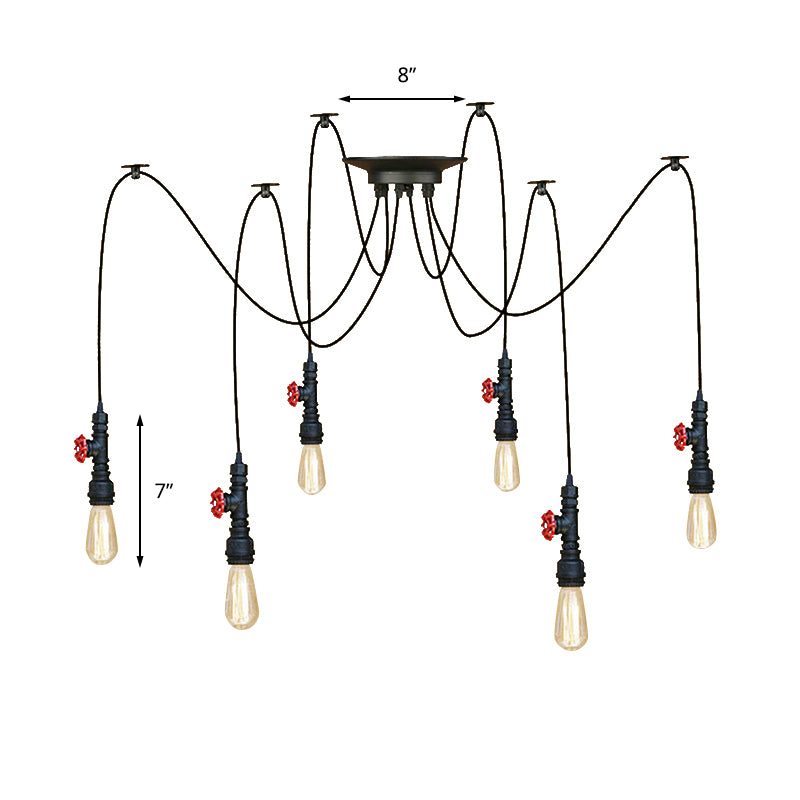 Black 2/3 Lights Pendant Lamp Industrial Style Metal Swag Ceiling Fixture with Pipe Design and Valve for Kitchen Clearhalo 'Art Deco Pendants' 'Black' 'Cast Iron' 'Ceiling Lights' 'Ceramic' 'Crystal' 'Industrial Pendants' 'Industrial' 'Metal' 'Middle Century Pendants' 'Pendant Lights' 'Pendants' 'Rustic Pendants' 'Tiffany' Lighting' 141527