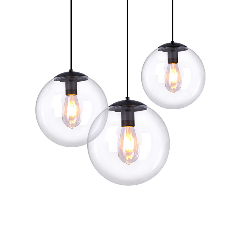 6"/8" Wide Global Glass Pendant Light Industrial 1 Light Dining Room Hanging Ceiling Light in Clear Clearhalo 'Ceiling Lights' 'Glass shade' 'Glass' 'Industrial Pendants' 'Industrial' 'Middle Century Pendants' 'Pendant Lights' 'Pendants' 'Tiffany' Lighting' 141540
