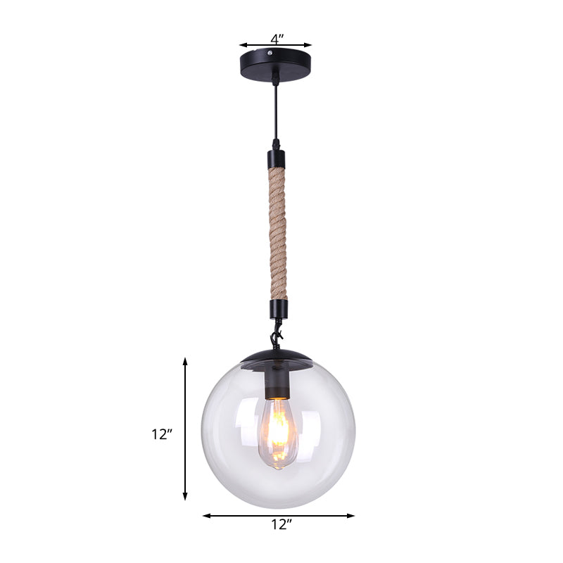 6"/8" Wide Global Glass Pendant Light Industrial 1 Light Dining Room Hanging Ceiling Light in Clear Clearhalo 'Ceiling Lights' 'Glass shade' 'Glass' 'Industrial Pendants' 'Industrial' 'Middle Century Pendants' 'Pendant Lights' 'Pendants' 'Tiffany' Lighting' 141541