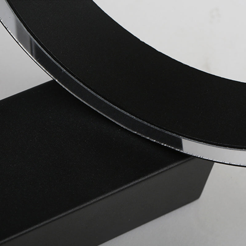 Minimalism Ring Wall Sconce Fixture Aluminum Warm/White Light LED Living Room Wall Lamp with Round/Rectangle Backplate in Black/White Clearhalo 'Cast Iron' 'Glass' 'Industrial' 'Modern wall lights' 'Modern' 'Tiffany' 'Traditional wall lights' 'Wall Lamps & Sconces' 'Wall Lights' Lighting' 141552