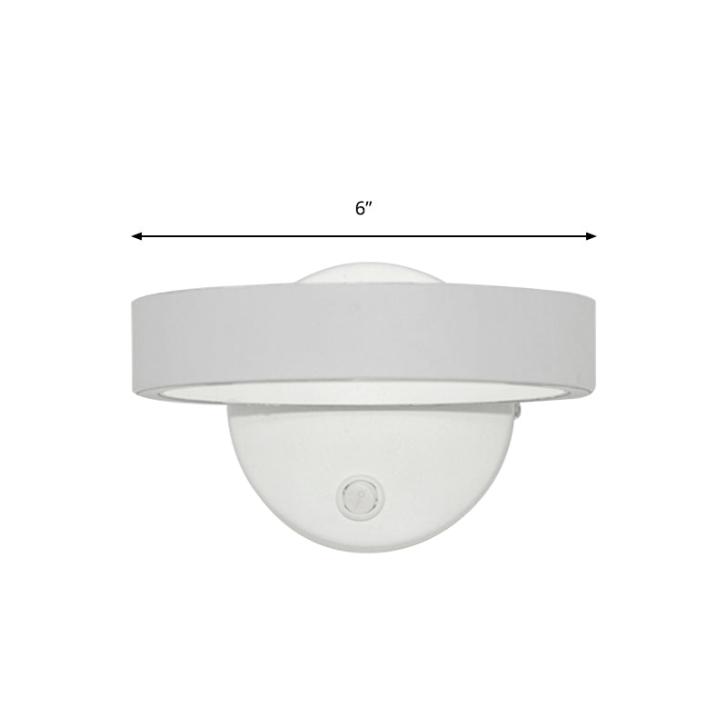 Minimalism Ring Wall Sconce Fixture Aluminum Warm/White Light LED Living Room Wall Lamp with Round/Rectangle Backplate in Black/White Clearhalo 'Cast Iron' 'Glass' 'Industrial' 'Modern wall lights' 'Modern' 'Tiffany' 'Traditional wall lights' 'Wall Lamps & Sconces' 'Wall Lights' Lighting' 141555