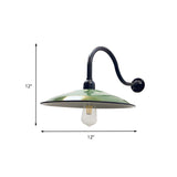 1 Head Saucer Wall Lighting Vintage Style Green Metallic Sconce Lighting for Dining Room, 12"/14" Width Clearhalo 'Art deco wall lights' 'Cast Iron' 'Glass' 'Industrial wall lights' 'Industrial' 'Middle century wall lights' 'Modern' 'Rustic wall lights' 'Tiffany' 'Traditional wall lights' 'Wall Lamps & Sconces' 'Wall Lights' Lighting' 141562