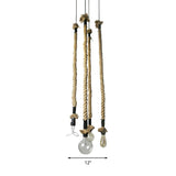Coastal Rope-Hung Pendant Lamp with Expose Bulb 4 Lights Hanging Light Fixture in Beige for Restaurant Clearhalo 'Ceiling Lights' 'Industrial Pendants' 'Industrial' 'Middle Century Pendants' 'Pendant Lights' 'Pendants' 'Tiffany' Lighting' 141567