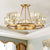5 Bulbs Ceiling Fixture with Ring Design Contemporary Cubic Clear Glass Shade Semi Flush in Gold Gold Clearhalo 'Ceiling Lights' 'Close To Ceiling Lights' 'Close to ceiling' 'Semi-flushmount' Lighting' 1415769