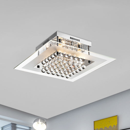 Chrome 5 Heads Semi Mount Lighting Modern Clear Crystal Orbs Square Ceiling Light Fixture Clearhalo 'Ceiling Lights' 'Close To Ceiling Lights' 'Close to ceiling' 'Semi-flushmount' Lighting' 1415785