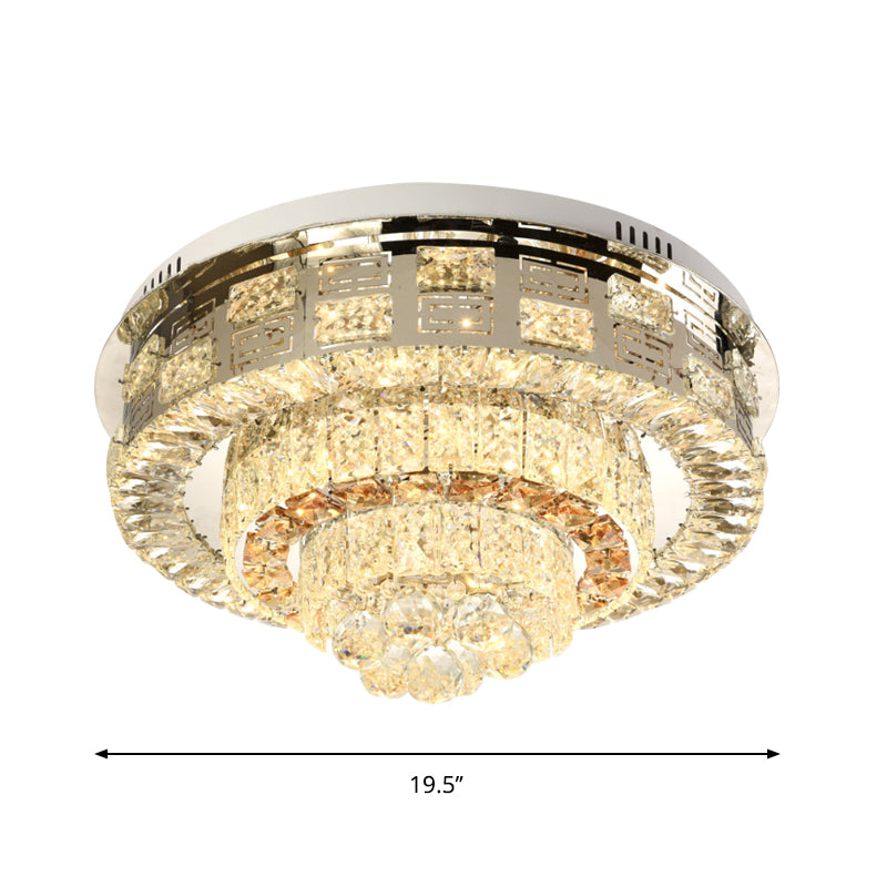LED Square/Round Flush Mount Lamp Contemporary Clear Crystal Ceiling Mount with Dropped Balls Clearhalo 'Ceiling Lights' 'Close To Ceiling Lights' 'Close to ceiling' 'Flush mount' Lighting' 1415864