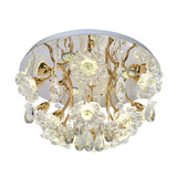 Gold LED Lighting Fixture Traditional Clear Crystal Floral Shade Flush Mount Lamp with Droplet Clearhalo 'Ceiling Lights' 'Close To Ceiling Lights' 'Close to ceiling' 'Semi-flushmount' Lighting' 1415872