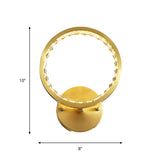 LED Annular Wall Mounted Light Modern Gold Clear Crystal Beads Wall Sconce for Bedroom Clearhalo 'Modern wall lights' 'Modern' 'Wall Lamps & Sconces' 'Wall Lights' Lighting' 1415930