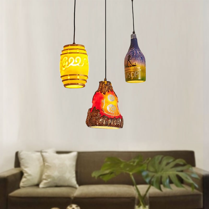 Black 3 Lights Pendant Light Fixture Vintage Stylish Resin Hanging Lamp with Different Shade Clearhalo 'Ceiling Lights' 'Industrial Pendants' 'Industrial' 'Middle Century Pendants' 'Pendant Lights' 'Pendants' 'Tiffany' Lighting' 1415997