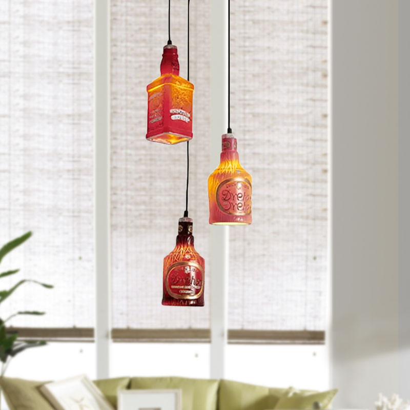 Black 3 Lights Pendant Light Fixture Vintage Stylish Resin Hanging Lamp with Different Shade Clearhalo 'Ceiling Lights' 'Industrial Pendants' 'Industrial' 'Middle Century Pendants' 'Pendant Lights' 'Pendants' 'Tiffany' Lighting' 1415998