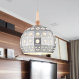 Metal Etched Globe Pendant Light 1 Light Vintage Hanging Lamp with Crystal for Study Room Clearhalo 'Art Deco Pendants' 'Black' 'Cast Iron' 'Ceiling Lights' 'Ceramic' 'Crystal' 'Industrial Pendants' 'Industrial' 'Metal' 'Middle Century Pendants' 'Pendant Lights' 'Pendants' 'Rustic Pendants' 'Tiffany' Lighting' 1416025