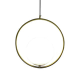 1 Head Ring Pendant Lighting with Globe Opal Glass Shade Retro Industrial Gold Suspension Light, 12"/14" Width Clearhalo 'Ceiling Lights' 'Close To Ceiling Lights' 'Glass shade' 'Glass' 'Industrial Pendants' 'Industrial' 'Middle Century Pendants' 'Pendant Lights' 'Pendants' 'Tiffany' Lighting' 141608