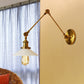 1 Light Saucer Shade Sconce Light Fixture Industrial Brass/Bronze Frosted Glass Wall Lamp with Swing Arm Clearhalo 'Art deco wall lights' 'Cast Iron' 'Glass' 'Industrial wall lights' 'Industrial' 'Middle century wall lights' 'Modern' 'Rustic wall lights' 'Tiffany' 'Traditional wall lights' 'Wall Lamps & Sconces' 'Wall Lights' Lighting' 1416105