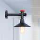 Industrial Plumbing Pipe Wall Sconce with Red Valve Deco 1 Light Metal Wall Mount Light in Black Clearhalo 'Art deco wall lights' 'Cast Iron' 'Glass' 'Industrial wall lights' 'Industrial' 'Middle century wall lights' 'Modern' 'Rustic wall lights' 'Tiffany' 'Traditional wall lights' 'Wall Lamps & Sconces' 'Wall Lights' Lighting' 1416123