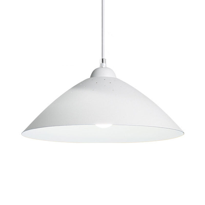 Metallic Conic Pendant Lighting Industrial 1 Light Balcony Hanging Ceiling Light with Scattered Hole Design in Black/White Clearhalo 'Ceiling Lights' 'Modern Pendants' 'Modern' 'Pendant Lights' 'Pendants' Lighting' 1416161