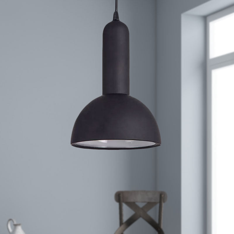 Industrial Style Domed Suspension Light 1 Bulb Metallic Pendant Lamp in Black for Living Room Clearhalo 'Art Deco Pendants' 'Black' 'Cast Iron' 'Ceiling Lights' 'Ceramic' 'Crystal' 'Industrial Pendants' 'Industrial' 'Metal' 'Middle Century Pendants' 'Pendant Lights' 'Pendants' 'Rustic Pendants' 'Tiffany' Lighting' 1416173
