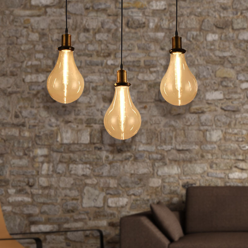 Brass Bulb Shade Multi Pendant Light Fixture Vintage Clear Glass 3-Light Dining Room Hanging Lamp, Linear Canopy Clearhalo 'Art Deco Pendants' 'Cast Iron' 'Ceiling Lights' 'Ceramic' 'Crystal' 'Industrial Pendants' 'Industrial' 'Metal' 'Middle Century Pendants' 'Pendant Lights' 'Pendants' 'Tiffany' Lighting' 1416194