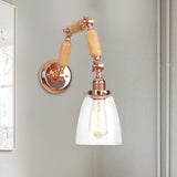 Rose Gold One Light Sconce Light Antique Clear Glass Tapered Lighting Fixture with Rotatable Arm Clearhalo 'Cast Iron' 'Glass' 'Industrial wall lights' 'Industrial' 'Middle century wall lights' 'Modern' 'Tiffany' 'Traditional wall lights' 'Wall Lamps & Sconces' 'Wall Lights' Lighting' 1416214