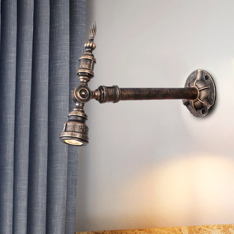 1 Head Water Pipe Wall Light Sconce Vintage Industrial Bronze Metallic Wall Lamp for Corridor Clearhalo 'Art deco wall lights' 'Cast Iron' 'Glass' 'Industrial wall lights' 'Industrial' 'Middle century wall lights' 'Modern' 'Rustic wall lights' 'Tiffany' 'Traditional wall lights' 'Wall Lamps & Sconces' 'Wall Lights' Lighting' 1416242