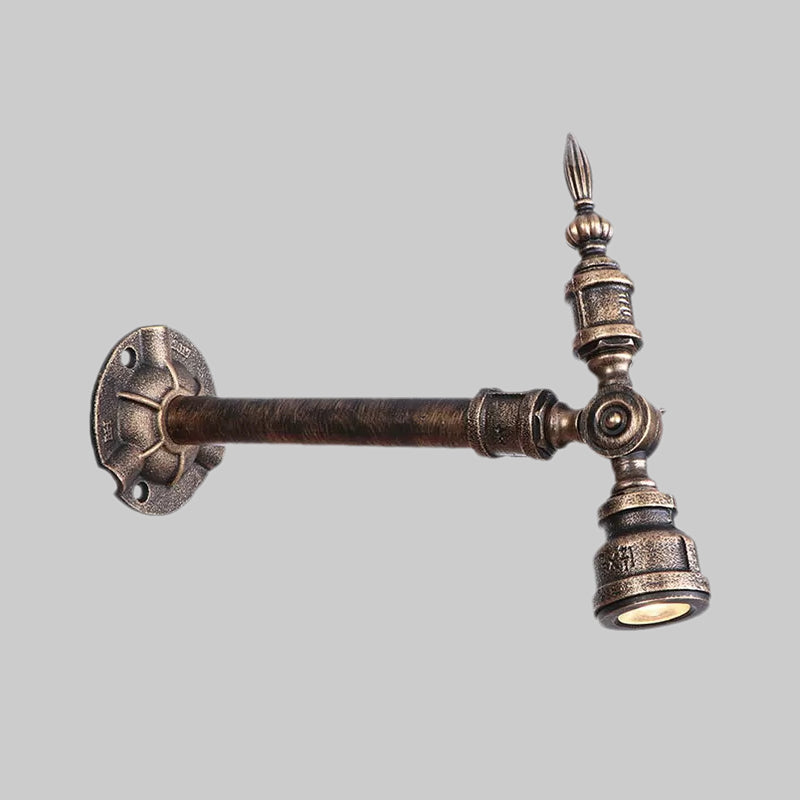1 Head Water Pipe Wall Light Sconce Vintage Industrial Bronze Metallic Wall Lamp for Corridor Clearhalo 'Art deco wall lights' 'Cast Iron' 'Glass' 'Industrial wall lights' 'Industrial' 'Middle century wall lights' 'Modern' 'Rustic wall lights' 'Tiffany' 'Traditional wall lights' 'Wall Lamps & Sconces' 'Wall Lights' Lighting' 1416243