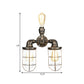 3 Heads Water Pipe Wall Mount Fixture with Cage Shade Nautical Style Antique Brass Iron Wall Lighting Clearhalo 'Art deco wall lights' 'Cast Iron' 'Glass' 'Industrial wall lights' 'Industrial' 'Middle century wall lights' 'Modern' 'Rustic wall lights' 'Tiffany' 'Traditional wall lights' 'Wall Lamps & Sconces' 'Wall Lights' Lighting' 1416306