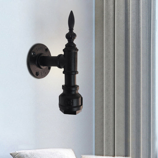 Metallic Matte Black Wall Lighting Pipe Design 1 Light Vintage Style Wall Light Fixture for Bedroom Black Clearhalo 'Art deco wall lights' 'Cast Iron' 'Glass' 'Industrial wall lights' 'Industrial' 'Middle century wall lights' 'Modern' 'Rustic wall lights' 'Tiffany' 'Traditional wall lights' 'Wall Lamps & Sconces' 'Wall Lights' Lighting' 1416324