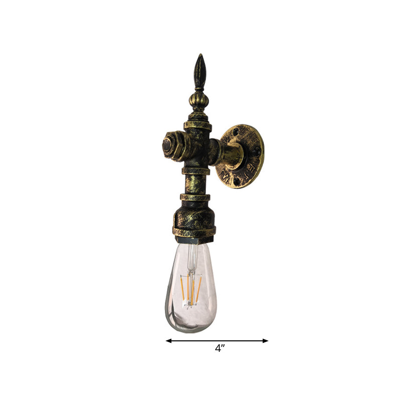 Iron Bronze Wall Sconce Bare Bulb 1 Light Rustic Style Wall Fixture Light with Water Pipe Design for Restaurant Clearhalo 'Art deco wall lights' 'Cast Iron' 'Glass' 'Industrial wall lights' 'Industrial' 'Middle century wall lights' 'Modern' 'Rustic wall lights' 'Tiffany' 'Traditional wall lights' 'Wall Lamps & Sconces' 'Wall Lights' Lighting' 1416333