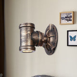 Antique Style Pipe Wall Lighting Fixture 1 Light Wrought Iron Wall Mount Fixture in Bronze for Corridor Clearhalo 'Art deco wall lights' 'Cast Iron' 'Glass' 'Industrial wall lights' 'Industrial' 'Middle century wall lights' 'Modern' 'Rustic wall lights' 'Tiffany' 'Traditional wall lights' 'Wall Lamps & Sconces' 'Wall Lights' Lighting' 1416335