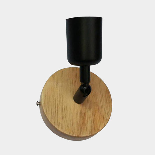 Minimalist Mini Wall Fixture Light with Cup Shaped 1 Light Wood and Metal Wall Lamp in Black - Clearhalo - 'Industrial wall lights' - 'Industrial' - 'Middle century wall lights' - 'Rustic wall lights' - 'Tiffany' - 'Wall Lamps & Sconces' - 'Wall Lights' - Lighting' - 1416364