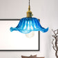 Industrial Scalloped Hanging Ceiling Light 1 Light Blue Glass Pendant Lighting Fixture, 12" Wide Clearhalo 'Ceiling Lights' 'Glass shade' 'Glass' 'Industrial Pendants' 'Industrial' 'Middle Century Pendants' 'Pendant Lights' 'Pendants' 'Tiffany' Lighting' 1416483