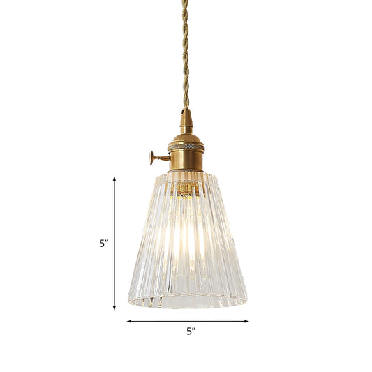 1-Light Pendant Lighting Modern Flared Clear Glass Hanging Ceiling Light in Brass Clearhalo 'Ceiling Lights' 'Glass shade' 'Glass' 'Industrial Pendants' 'Industrial' 'Middle Century Pendants' 'Pendant Lights' 'Pendants' 'Tiffany' Lighting' 1416516