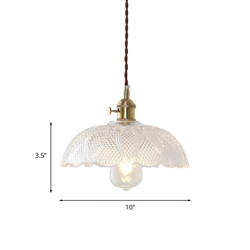 Brass 1 Light Pendant Lighting Modern Etched Prismatic Glass Dome Hanging Lamp for Living Room Clearhalo 'Ceiling Lights' 'Glass shade' 'Glass' 'Industrial Pendants' 'Industrial' 'Middle Century Pendants' 'Pendant Lights' 'Pendants' 'Tiffany' Lighting' 1416539