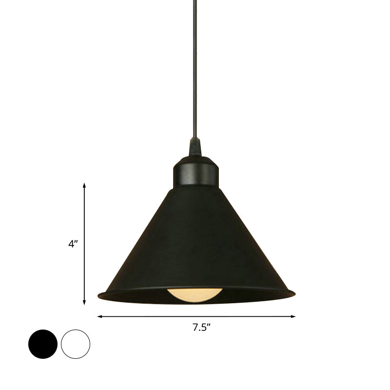1 Light Cone Pendant Lamp Simple Style Black/White Metal Ceiling Hanging Light with Adjustable Cord Clearhalo 'Art Deco Pendants' 'Black' 'Cast Iron' 'Ceiling Lights' 'Ceramic' 'Crystal' 'Industrial Pendants' 'Industrial' 'Metal' 'Middle Century Pendants' 'Pendant Lights' 'Pendants' 'Rustic Pendants' 'Tiffany' Lighting' 1416587