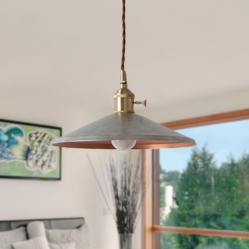 1 Bulb Pendant Light Rustic Style Saucer Shade Metal Hanging Lamp with Adjustable Cord in Silver/Red/Blue Clearhalo 'Ceiling Lights' 'Modern Pendants' 'Modern' 'Pendant Lights' 'Pendants' Lighting' 1416611