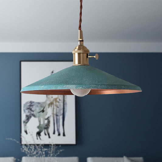 1 Bulb Pendant Light Rustic Style Saucer Shade Metal Hanging Lamp with Adjustable Cord in Silver/Red/Blue Clearhalo 'Ceiling Lights' 'Modern Pendants' 'Modern' 'Pendant Lights' 'Pendants' Lighting' 1416612
