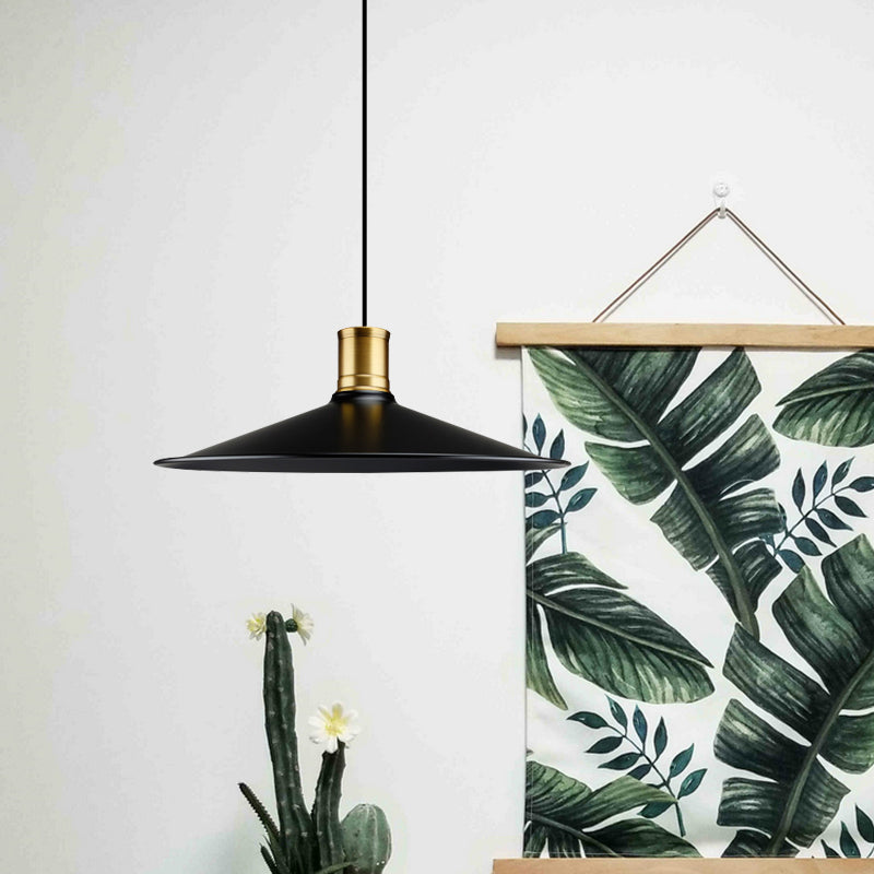 Metallic Black Finish Pendant Lighting Conic 1 Light Industrial Vintage Suspension Light for Bedroom, 8.5"/10.5" Width Black 10.5" Clearhalo 'Art Deco Pendants' 'Black' 'Cast Iron' 'Ceiling Lights' 'Ceramic' 'Crystal' 'Industrial Pendants' 'Industrial' 'Metal' 'Middle Century Pendants' 'Pendant Lights' 'Pendants' 'Rustic Pendants' 'Tiffany' Lighting' 1416625