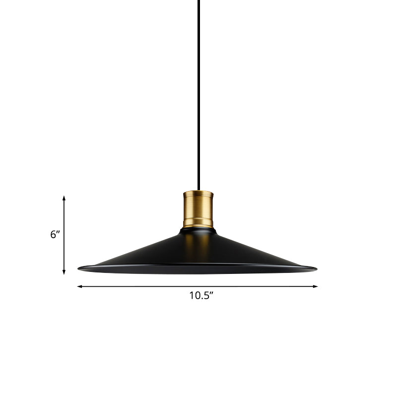 Metallic Black Finish Pendant Lighting Conic 1 Light Industrial Vintage Suspension Light for Bedroom, 8.5"/10.5" Width Clearhalo 'Art Deco Pendants' 'Black' 'Cast Iron' 'Ceiling Lights' 'Ceramic' 'Crystal' 'Industrial Pendants' 'Industrial' 'Metal' 'Middle Century Pendants' 'Pendant Lights' 'Pendants' 'Rustic Pendants' 'Tiffany' Lighting' 1416629