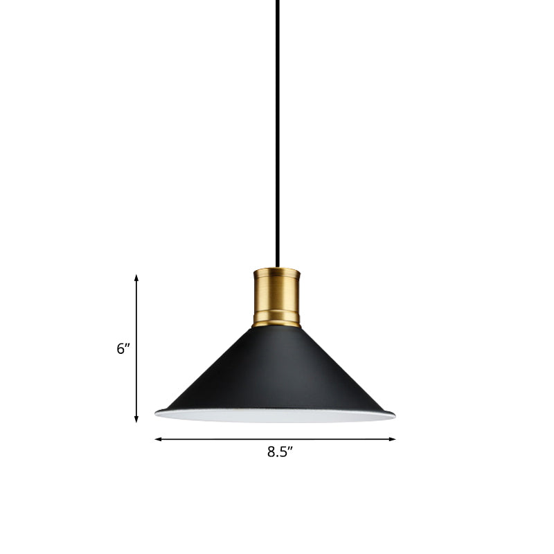 Metallic Black Finish Pendant Lighting Conic 1 Light Industrial Vintage Suspension Light for Bedroom, 8.5"/10.5" Width Clearhalo 'Art Deco Pendants' 'Black' 'Cast Iron' 'Ceiling Lights' 'Ceramic' 'Crystal' 'Industrial Pendants' 'Industrial' 'Metal' 'Middle Century Pendants' 'Pendant Lights' 'Pendants' 'Rustic Pendants' 'Tiffany' Lighting' 1416634