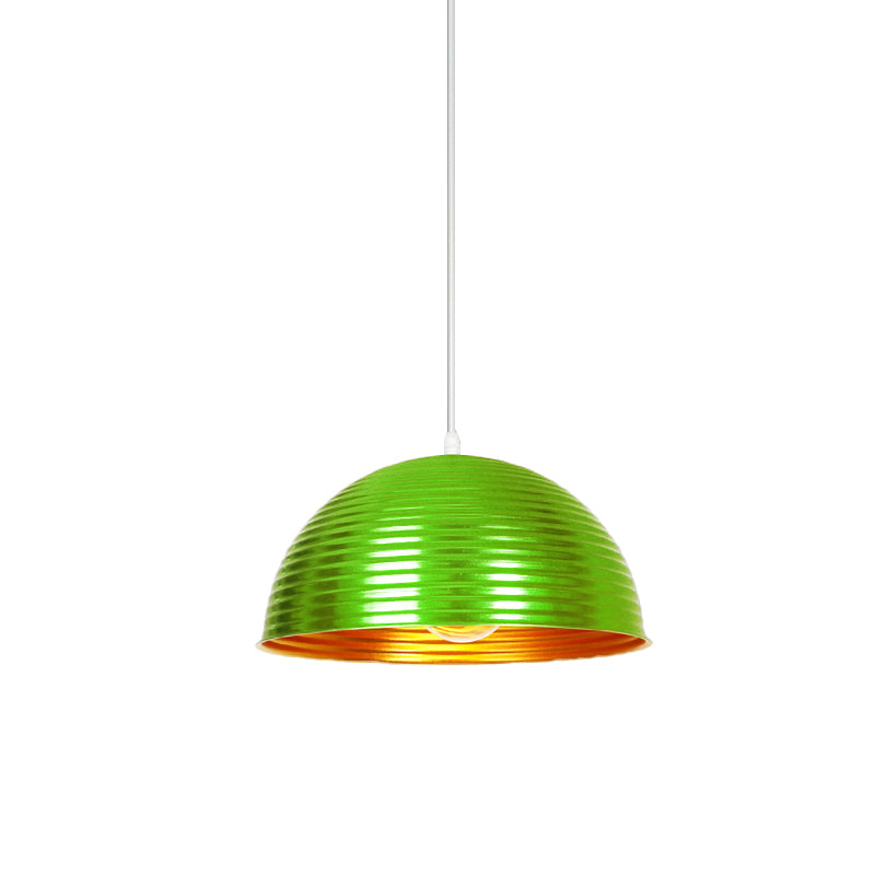 Industrial Ribbed Dome Ceiling Pendant 1 Light Metallic Ceiling Light Fixture in Yellow/Green for Restaurant Clearhalo 'Art Deco Pendants' 'Black' 'Cast Iron' 'Ceiling Lights' 'Ceramic' 'Crystal' 'Industrial Pendants' 'Industrial' 'Metal' 'Middle Century Pendants' 'Pendant Lights' 'Pendants' 'Rustic Pendants' 'Tiffany' Lighting' 1416670