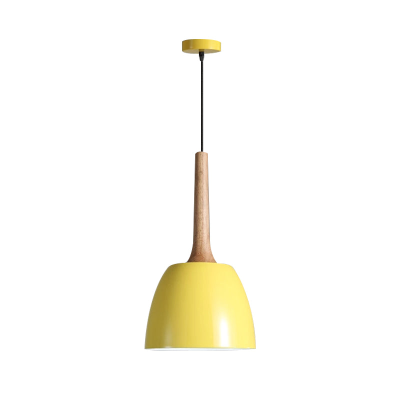 Yellow/Blue/Green Domed Hanging Ceiling Light Modernist Metal 1 Light Pendant Lighting for Dining Room Clearhalo 'Ceiling Lights' 'Modern Pendants' 'Modern' 'Pendant Lights' 'Pendants' Lighting' 1416787
