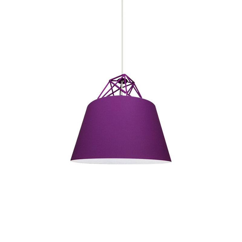 Blue/Purple/Pink Cone Pendant Lighting Contemporary Metal 1 Light Restaurant Ceiling Light Fixture Clearhalo 'Ceiling Lights' 'Modern Pendants' 'Modern' 'Pendant Lights' 'Pendants' Lighting' 1416810