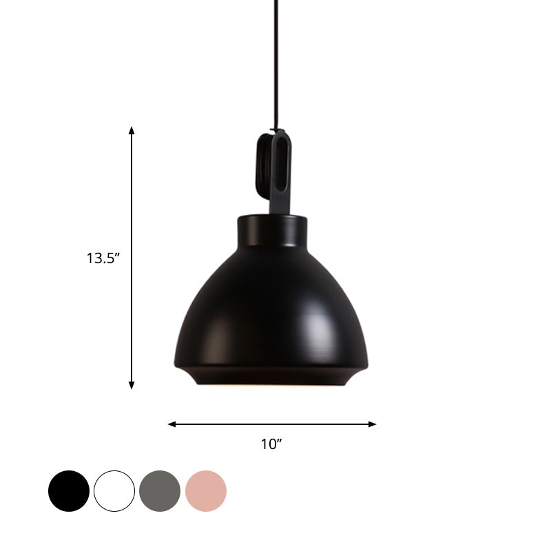 1 Head Ceiling Hanging Lamp with Dome Shade Metal Nordic Style Living Room Pendant Light in Black/Grey Clearhalo 'Ceiling Lights' 'Modern Pendants' 'Modern' 'Pendant Lights' 'Pendants' Lighting' 1416836