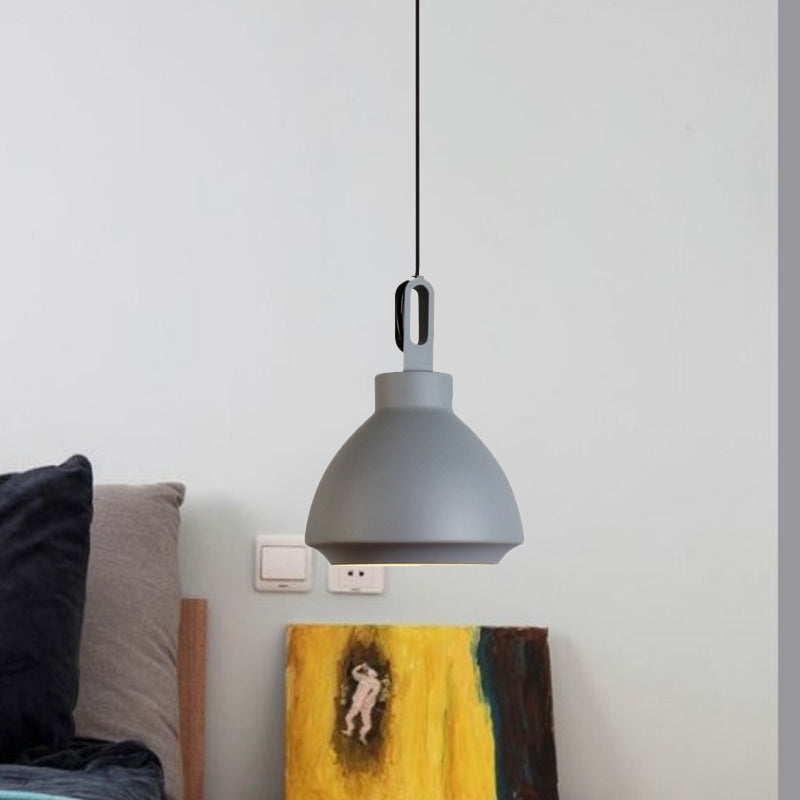 1 Head Ceiling Hanging Lamp with Dome Shade Metal Nordic Style Living Room Pendant Light in Black/Grey Clearhalo 'Ceiling Lights' 'Modern Pendants' 'Modern' 'Pendant Lights' 'Pendants' Lighting' 1416838