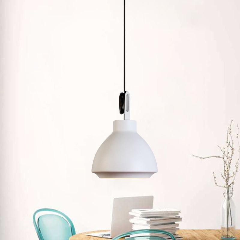 1 Head Ceiling Hanging Lamp with Dome Shade Metal Nordic Style Living Room Pendant Light in Black/Grey White Clearhalo 'Ceiling Lights' 'Modern Pendants' 'Modern' 'Pendant Lights' 'Pendants' Lighting' 1416845