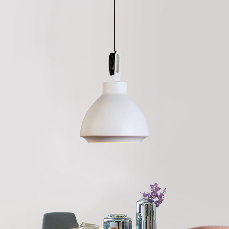 1 Head Ceiling Hanging Lamp with Dome Shade Metal Nordic Style Living Room Pendant Light in Black/Grey Clearhalo 'Ceiling Lights' 'Modern Pendants' 'Modern' 'Pendant Lights' 'Pendants' Lighting' 1416846