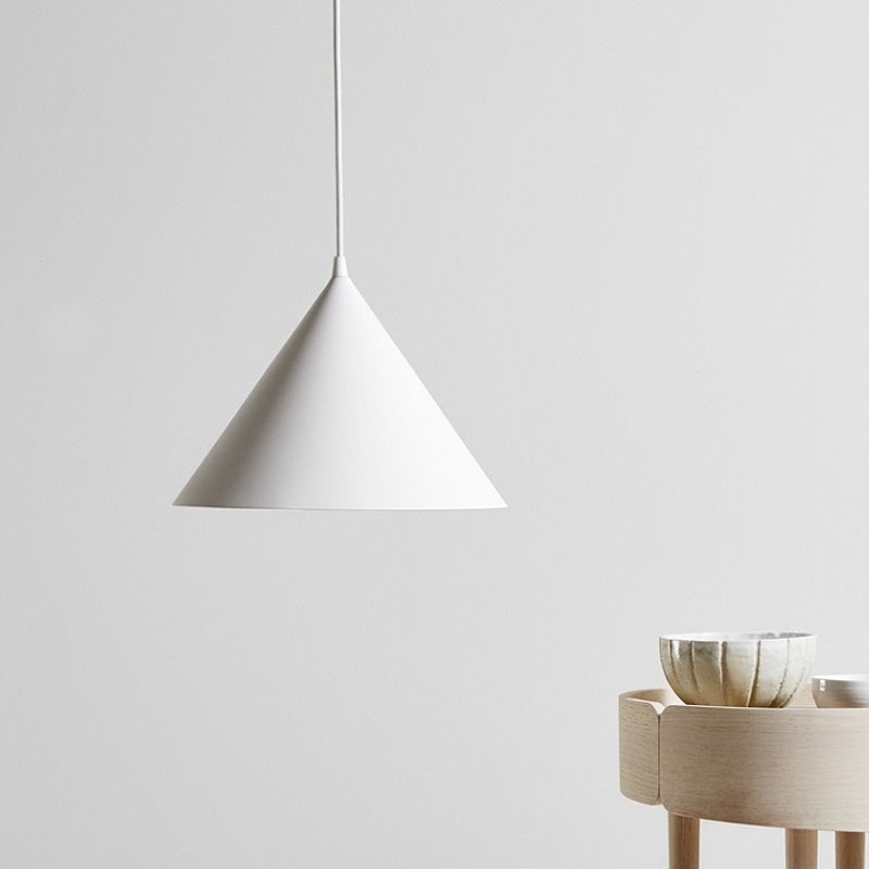 10"/12.5" Diameter 1 Light Conical Hanging Lamp Nordic Stylish Black/Blue Metal Pendant Light over Table White Clearhalo 'Ceiling Lights' 'Modern Pendants' 'Modern' 'Pendant Lights' 'Pendants' Lighting' 1416849